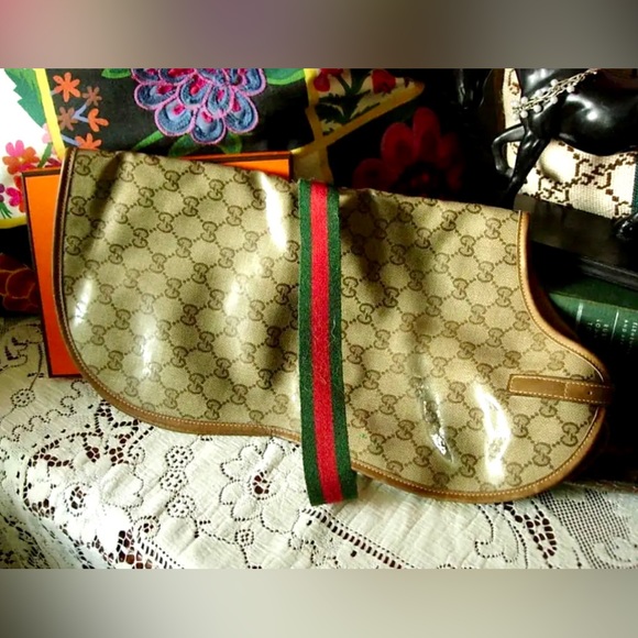Ultra RARE Vintage GUCCI Waterproof GG w/ Webbing Monogram Pet Dog Jacket Coat - Picture 2 of 6